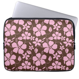 CAPA PARA NOTEBOOK HULA HAVAIANA (HIBÍSCUS) MARROM/ROSA