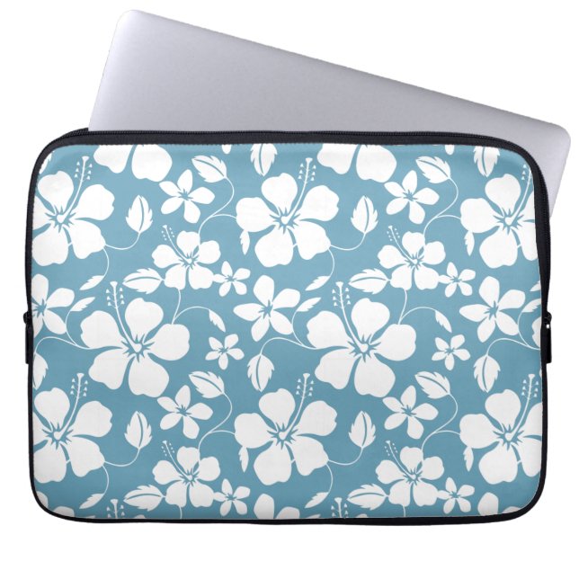 CAPA PARA NOTEBOOK HULA HAWAIIANA (HIBISCUS) - AZUL (Frente)