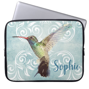 Capa Para Notebook Hummingbird com fundo florescente