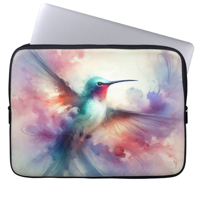Capa Para Notebook Hummingbird Graceful em Watercolor (Frente)