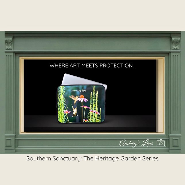 Capa Para Notebook Hummingbird & Pink Coneflower Laptop Sleeve (Criador carregado)