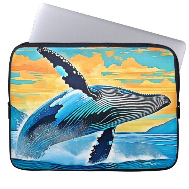 Capa Para Notebook Humpback Whale Ocean Freedom Jump Design (Frente)