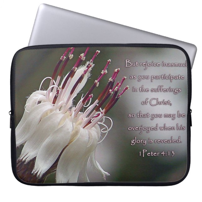 Capa Para Notebook I Peter 4:13 Inspirational Floral (Frente)