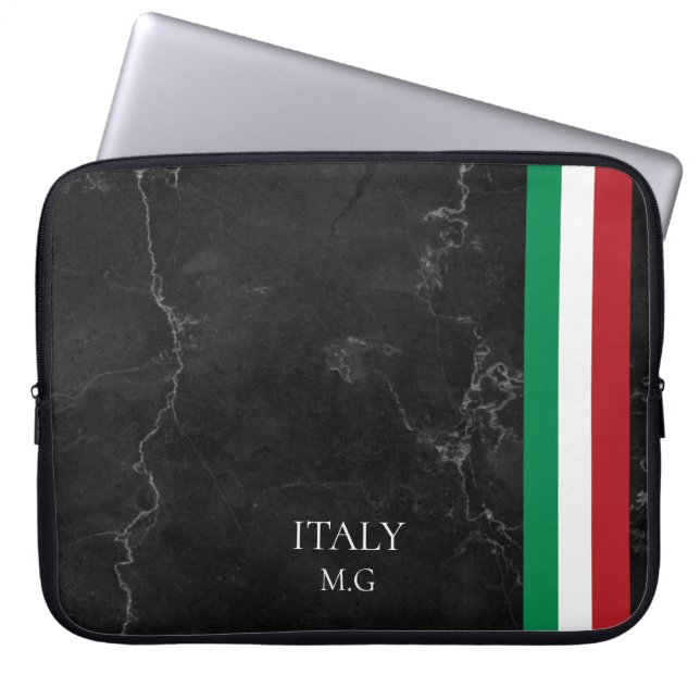 Capa Para Notebook Identity Tech Custom Black Marble Laptop Sleeve (Frente)