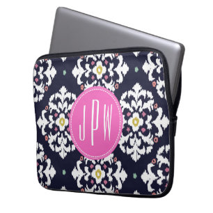 Capa Para Notebook Ikat e Monograma Rosa