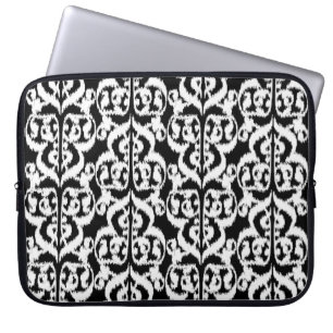Capa Para Notebook Ikat Moorish Damask - branco e preto