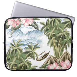 Capa Para Notebook Ilha de colheita havaiana, palmeira, barco, rosa