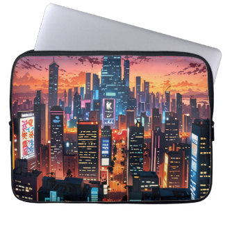 Capa Para Notebook Illustration of a big city at night