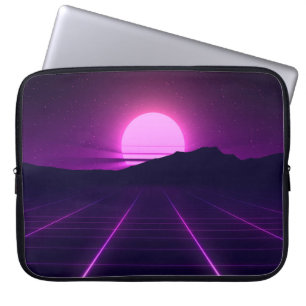 Capa Para Notebook Ilusão de Fundo Retroativo 80s com elementos 3D