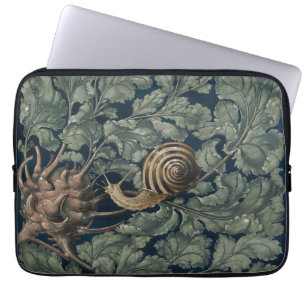 Capa Para Notebook Ilustração Antiga de Caracol Botânico Art Nouveau