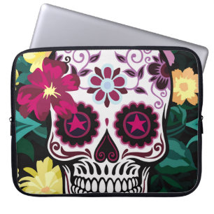 Capa Para Notebook ilustração artística de crânio ornamentsflower, cr