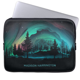 Capa Para Notebook Ilustração Aurora Borealis de Nome Personalizado