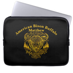Capa Para Notebook Ilustração Bison Buffalo em Paisagem Cênnica