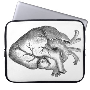 Capa Para Notebook Ilustração branca preta simples do coração da