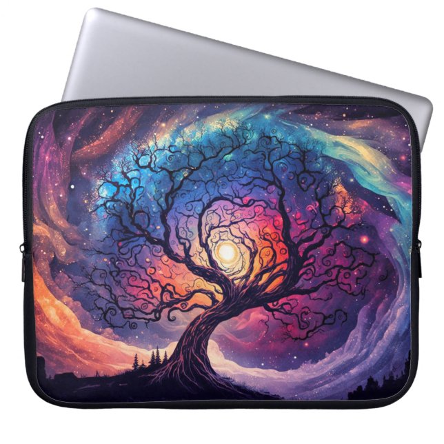Capa Para Notebook Ilustração Colorida da Noite Iluminada no Céu (Frente)