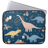 Ilustração com festa de aniversário de dino. S