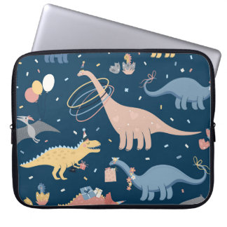 Capa Para Notebook Ilustração com festa de aniversário de dino. S
