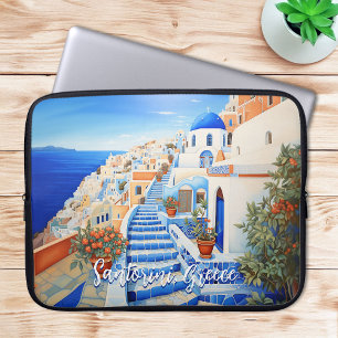 Capa Para Notebook Ilustração da Ilha Santorini Viagem Art