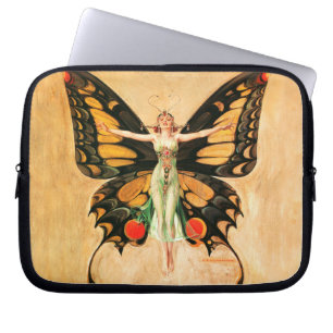 Capa Para Notebook Ilustração da Mulher Voadora Flapper Butterfly