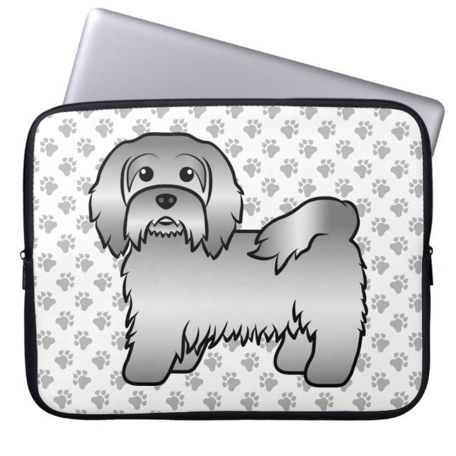 Capa Para Notebook Ilustração de cachorro de desenho animado Havanese (Frente)