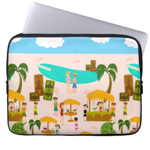 Capa Para Notebook Ilustração de Caractere de Piscina de Praia