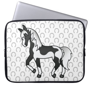 Capa Para Notebook Ilustração de Cartoon de Cavalo Trotante de Pinto 