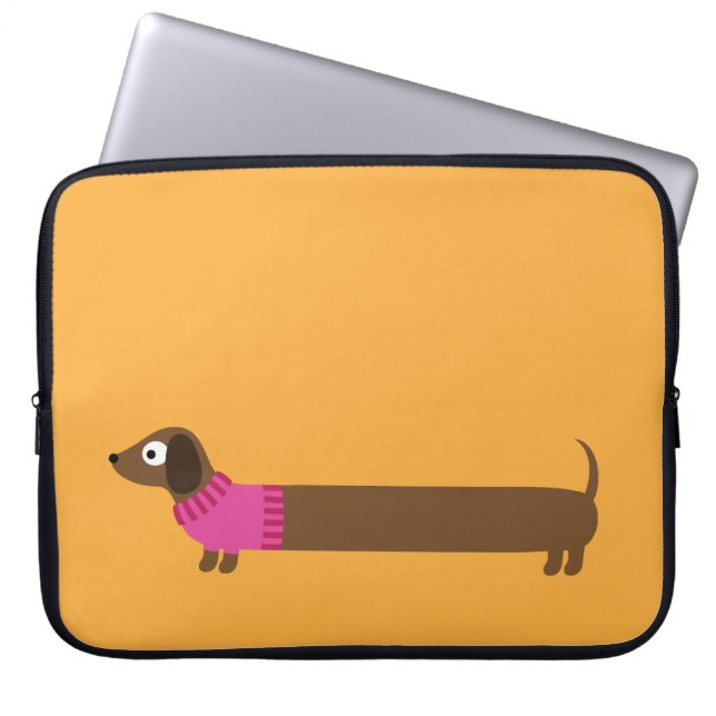 Capa Para Notebook Ilustração de Dachshund Longo Cute (Frente)