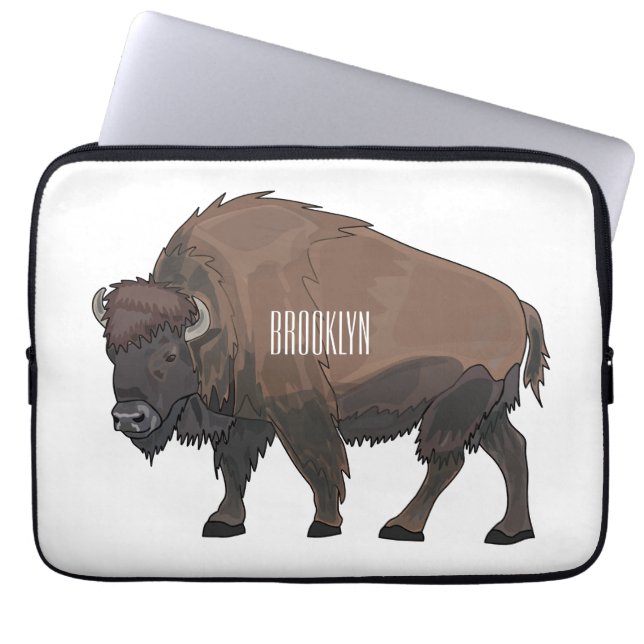 Capa Para Notebook Ilustração de desenho animado Bison (Frente)