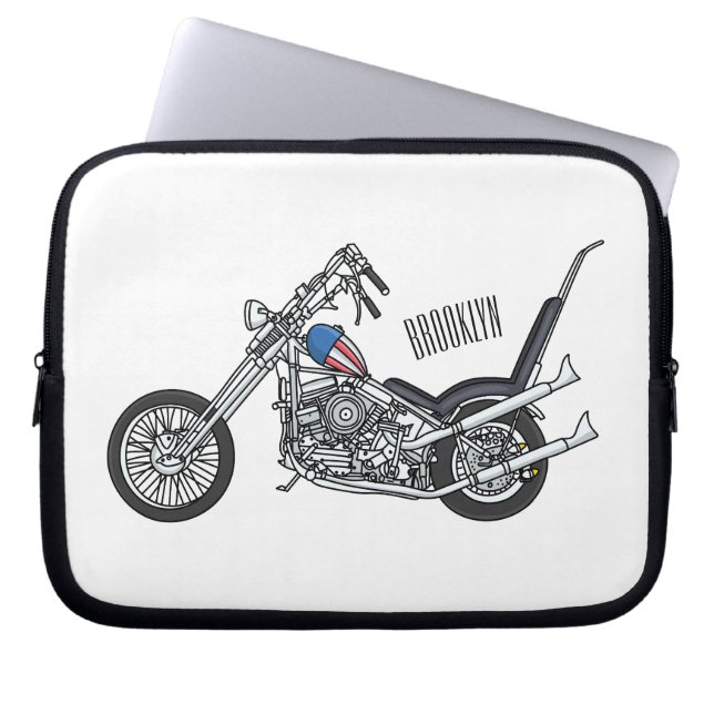 Capa Para Notebook Ilustração de desenho animado Chopper Motorcycle 1 (Frente)