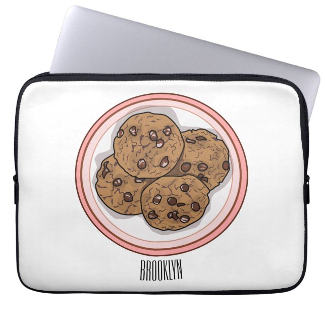 Capa Para Notebook Ilustração de desenho animado com chip de chocolat (Frente)