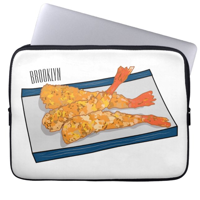 Capa Para Notebook Ilustração de desenho animado da tempura do Shrimp (Frente)