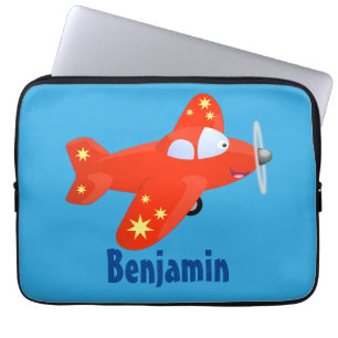 Capa Para Notebook Ilustração de desenho animado de avião vermelho-cl