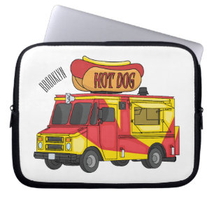 Capa Para Notebook Ilustração de desenho animado de caminhão com comi