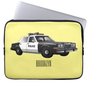 Capa Para Notebook Ilustração de desenho animado de carro da polícia