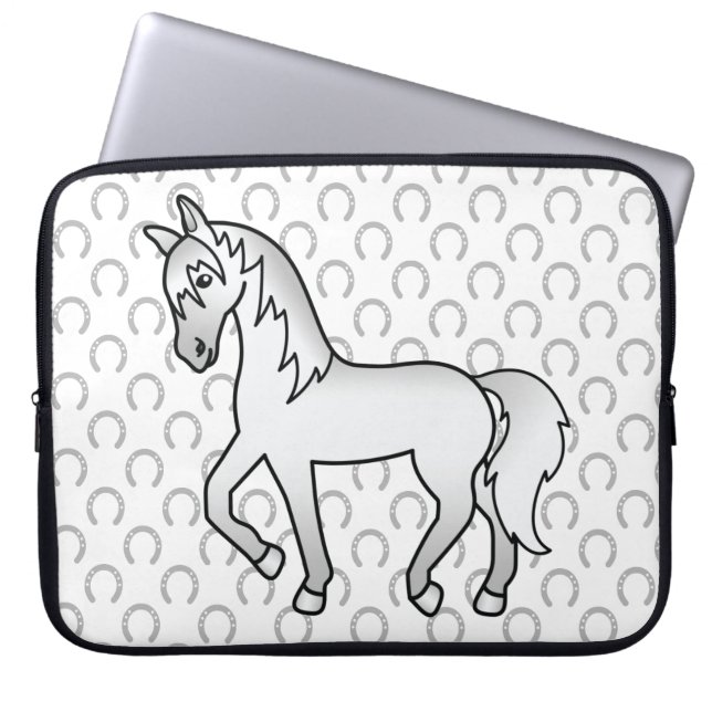 Capa Para Notebook Ilustração de desenho animado de cavalo trotando c (Frente)