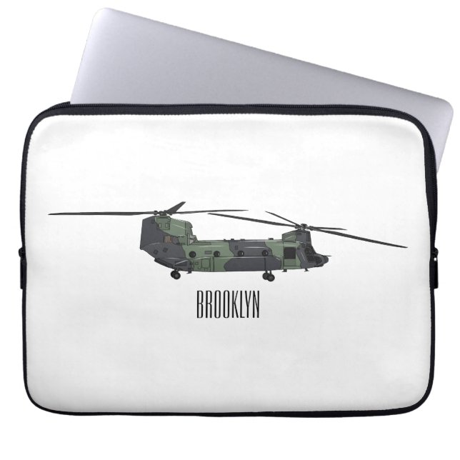 Capa Para Notebook Ilustração de desenho animado de helicóptero do ex (Frente)