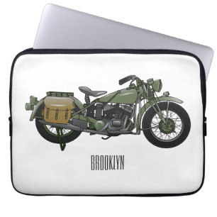 Capa Para Notebook Ilustração de desenho animado de motocicleta milit