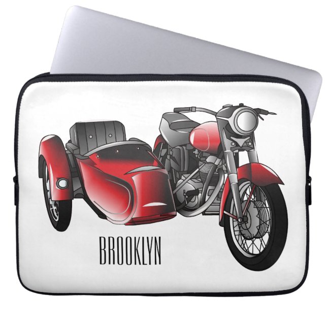 Capa Para Notebook Ilustração de desenho animado de motociclo Sidecar (Frente)