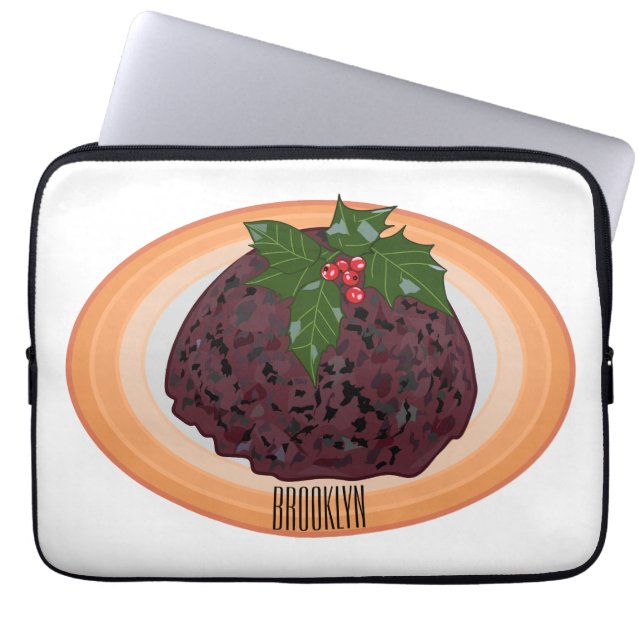 Capa Para Notebook Ilustração de desenho animado de pudim de Natal (Frente)