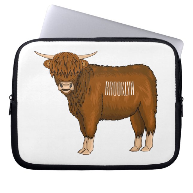 Capa Para Notebook Ilustração de desenho animado de vaca em terras al (Frente)