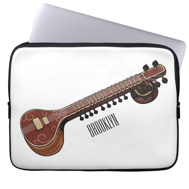 Capa Para Notebook Ilustração de desenho animado de violão (Frente)