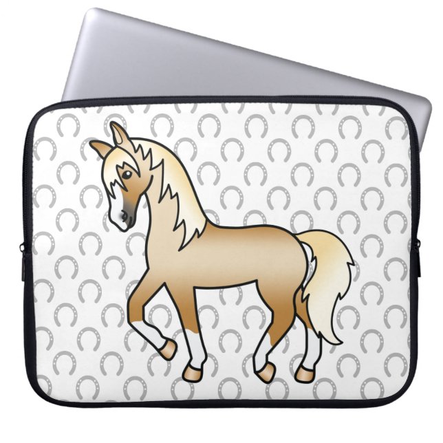 Capa Para Notebook Ilustração de desenho animado fofo de cavalo trota (Frente)