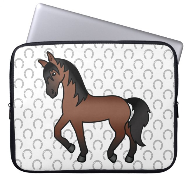 Capa Para Notebook Ilustração de desenho animado fofo de cavalo trota (Frente)