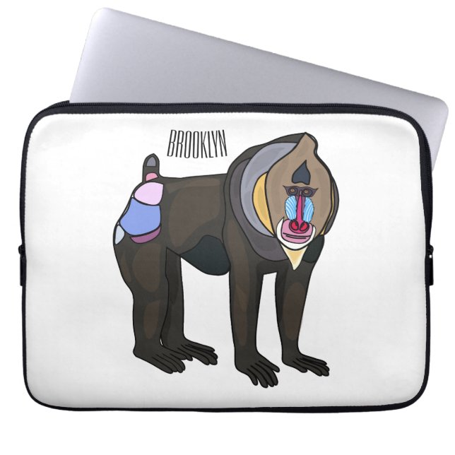 Capa Para Notebook Ilustração de desenho animado Mandrill (Frente)