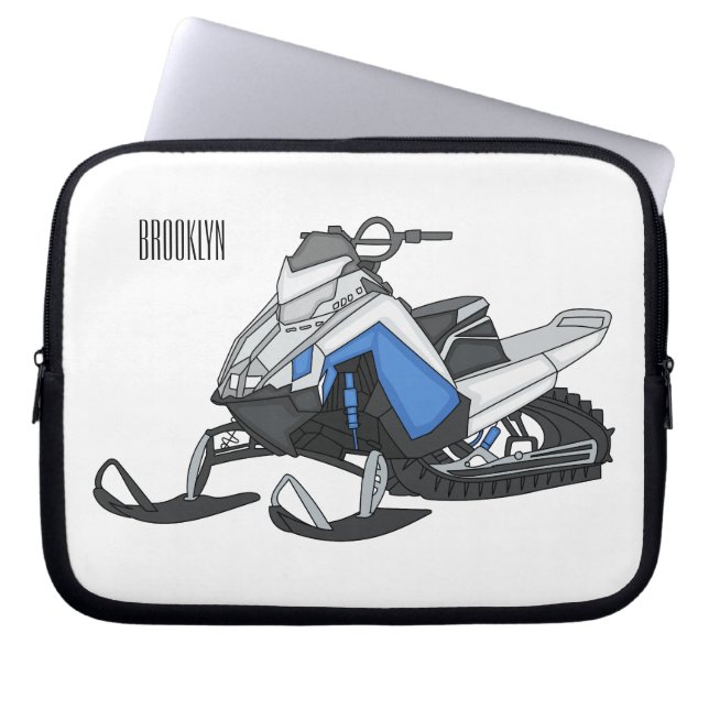 Capa Para Notebook Ilustração de desenho animado Snowmobile (Frente)
