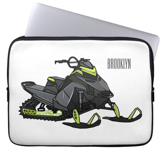 Capa Para Notebook Ilustração de desenho animado Snowmobile (Frente)
