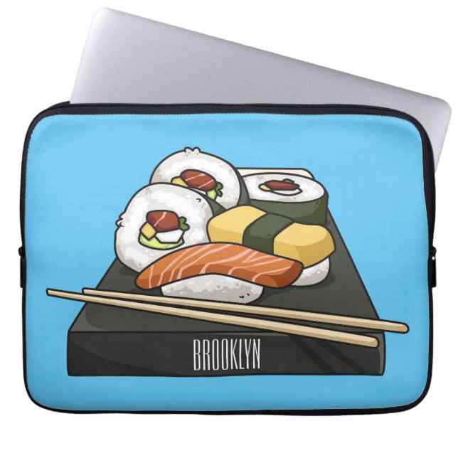 Capa Para Notebook Ilustração de desenho animado Sushi (Frente)