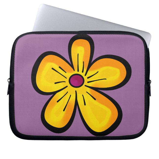 Capa Para Notebook Ilustração de Flor Amarela Fofa (Frente)