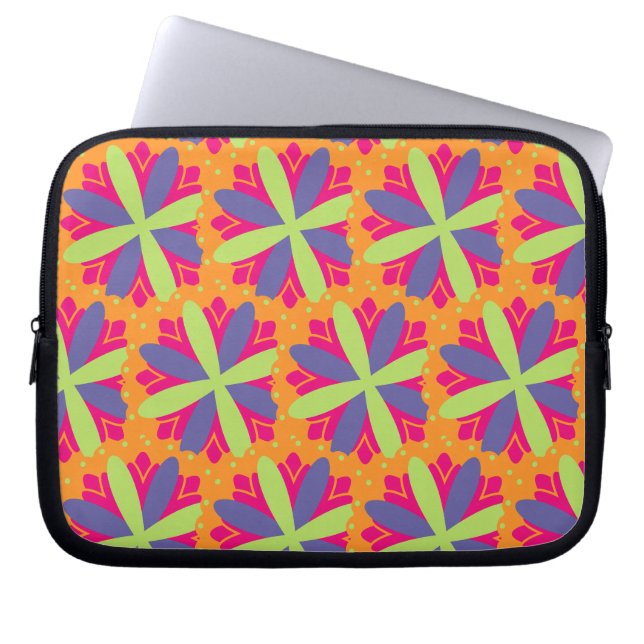 Capa Para Notebook Ilustração de formas florais laranja (Frente)