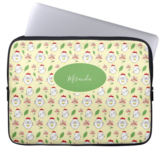 Capa Para Notebook Ilustração de Frango de Desenho Animado Fofo (Frente)